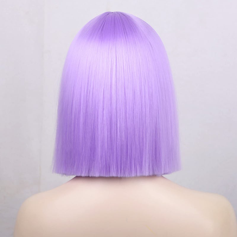 ENTRANCED STYLES Lavender Purple Bob Wig Colorful Wigs Heat Resistant Fiber Synthetic Wigs Straight Hair With Bangs for Women Daily Use Halloween Cosplay Wig - Image 5